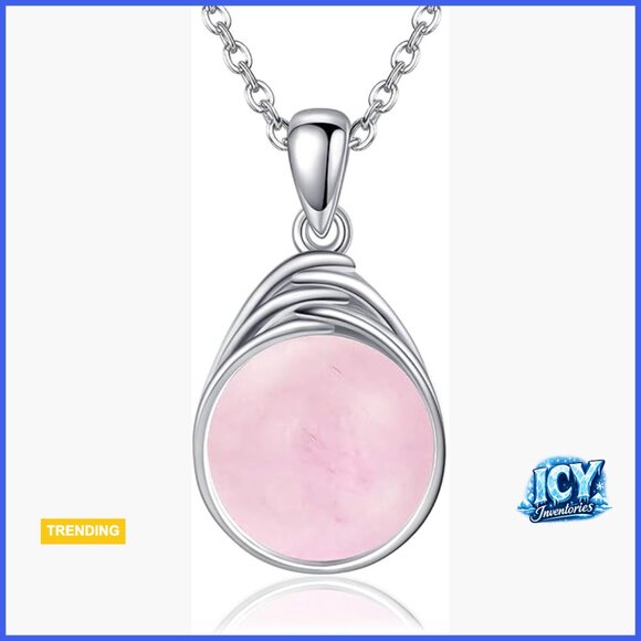925 Sterling Silver Pendant Necklace with Rose Quartz Stone